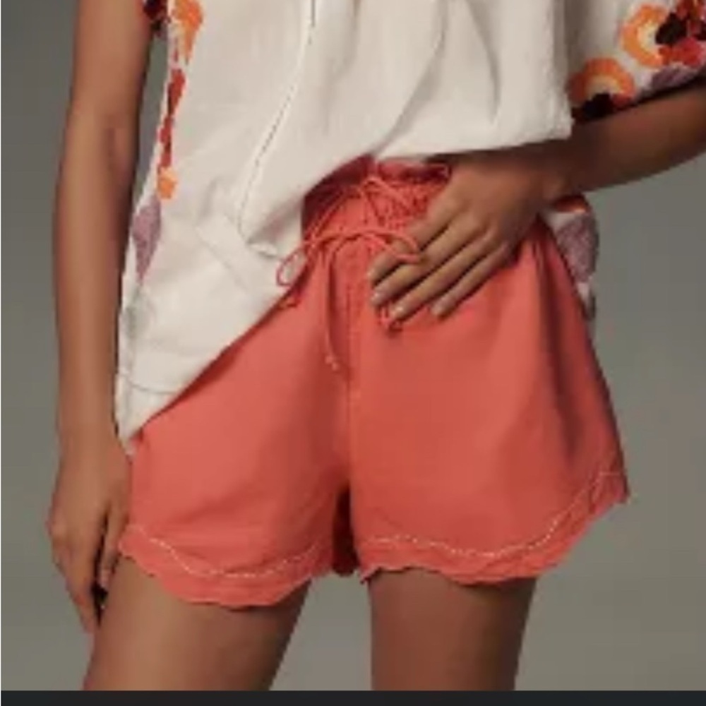 Anthropologie Linen Double Waistband Shorts size L